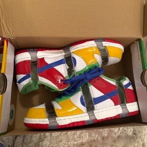 Nike Multi-Color High-Top Sneakers with Blue Laces